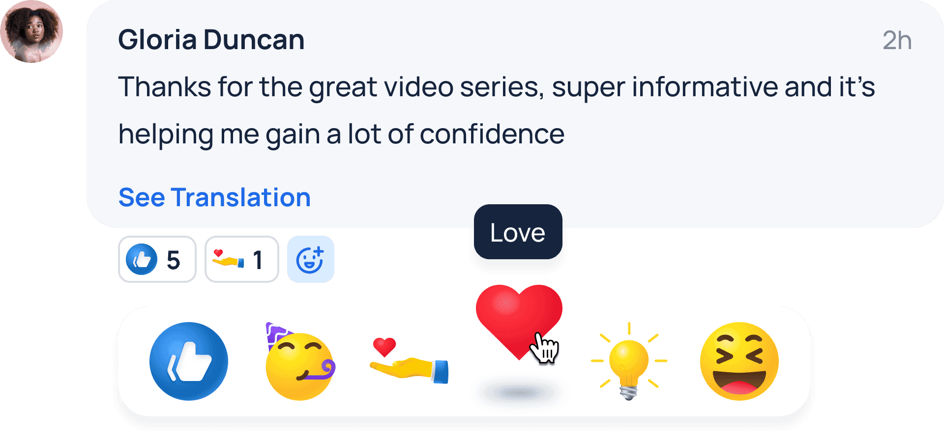 Emoji reactions on a JobDone Circle post