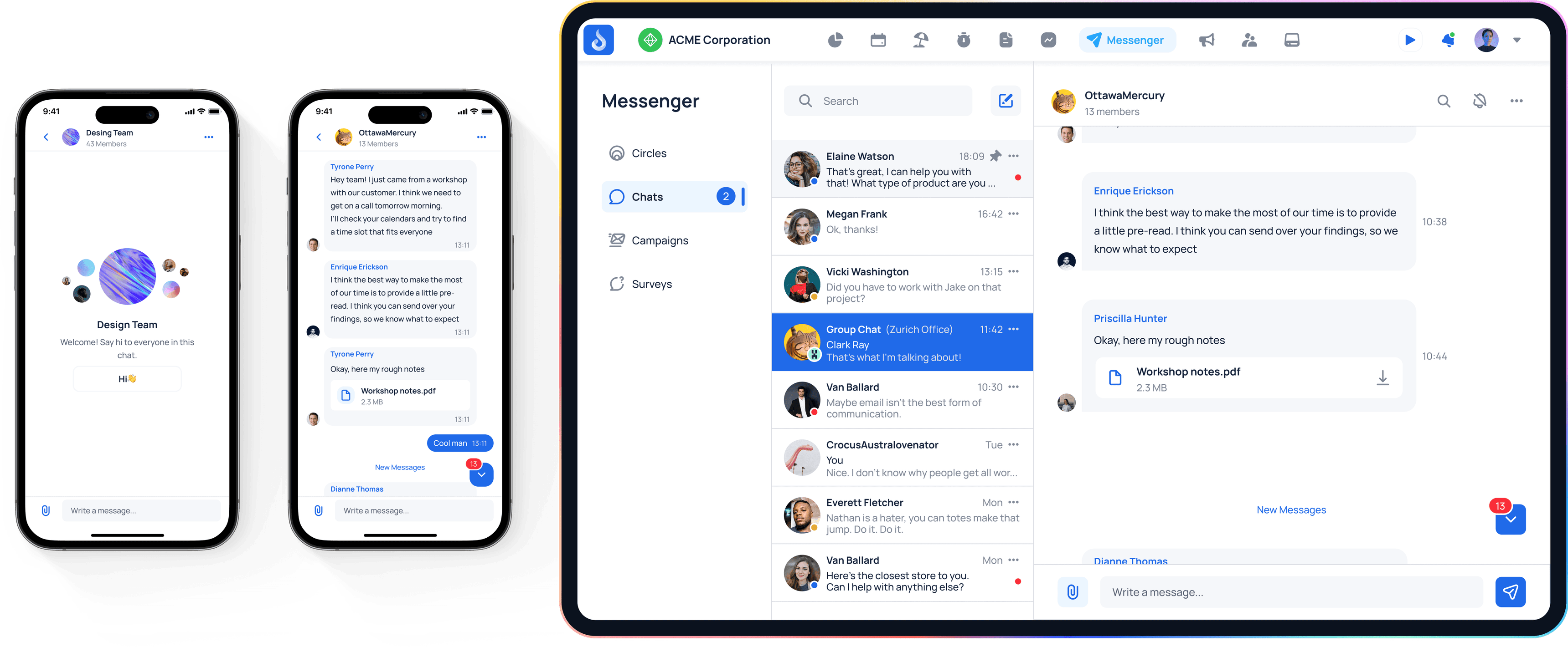 JobDone group chats on mobile and desktop