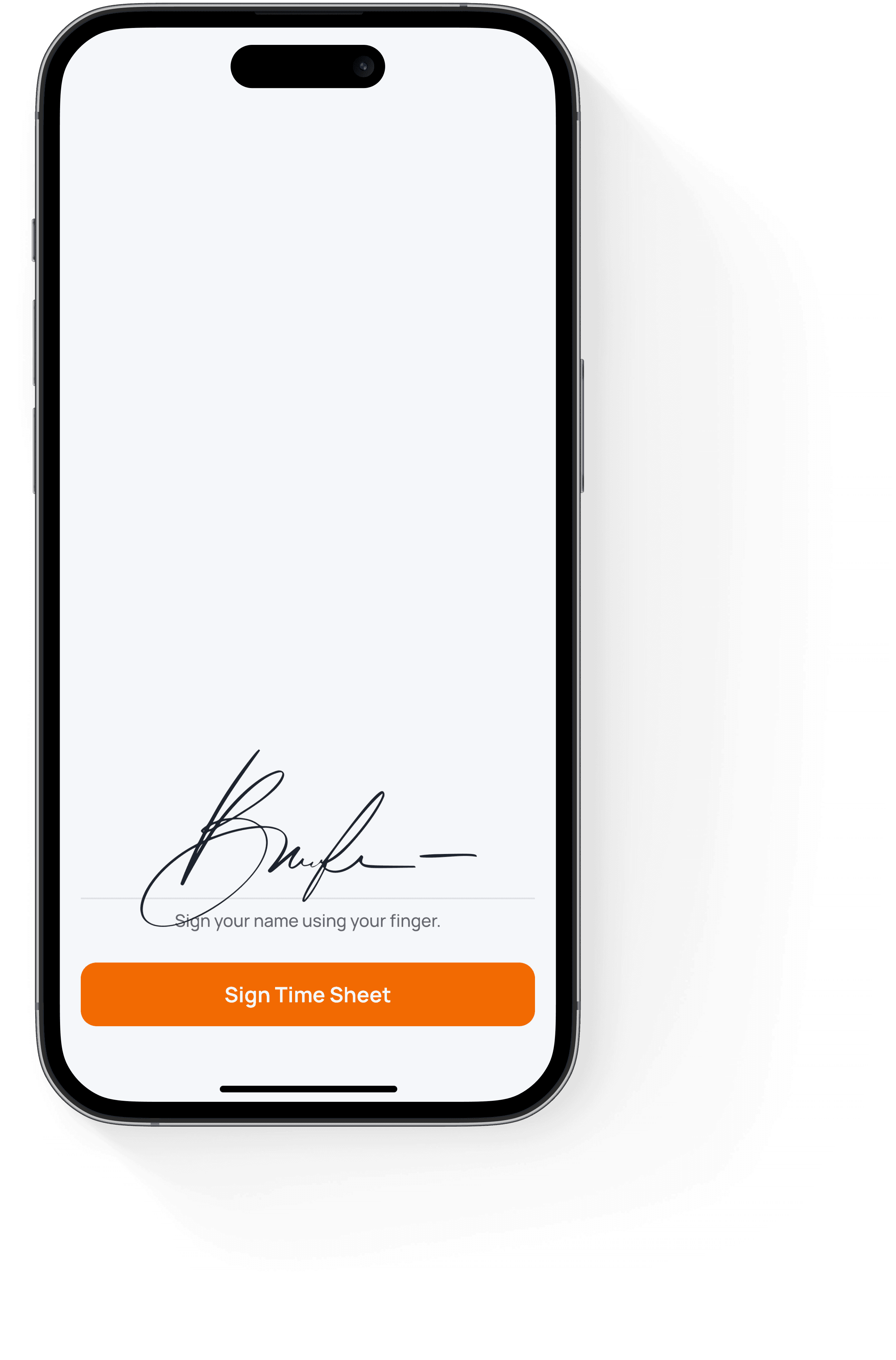 A JobDone timesheet signed on a mobile device