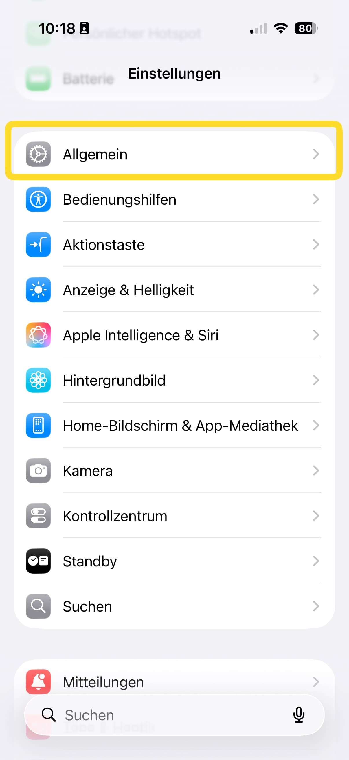 iPhone Settings with General highlighted