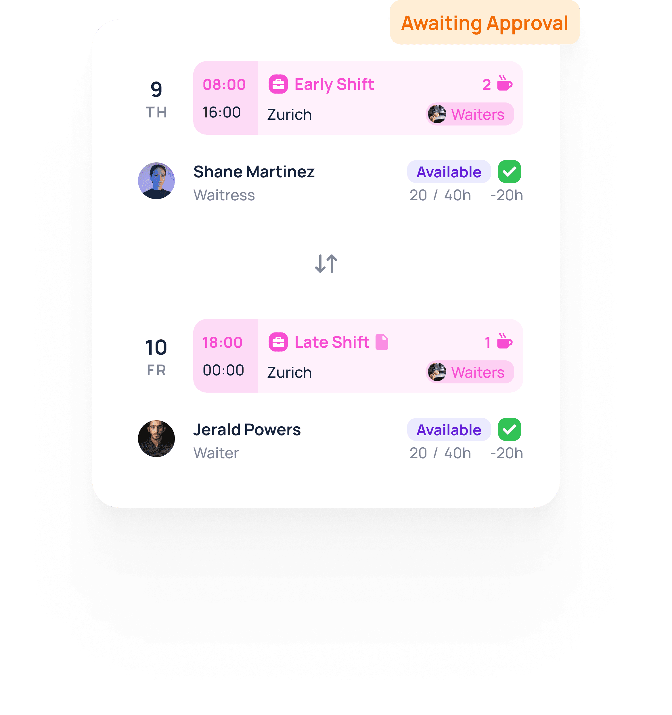 JobDone Shift Pool with available shifts