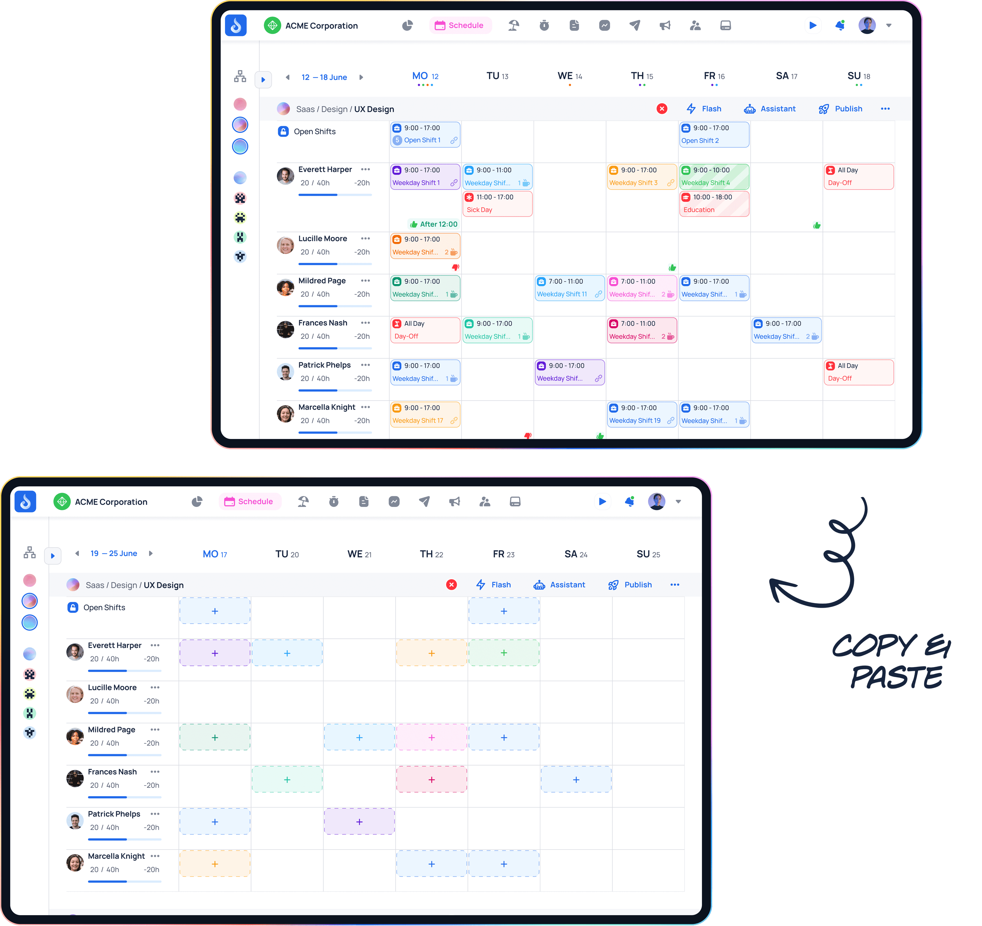 JobDone schedule templates and duplication controls